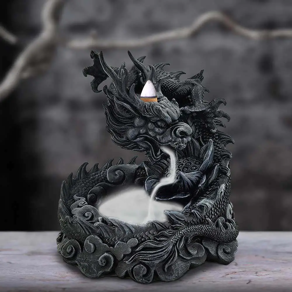 Asian Dragon Backflow Incense Burner - Figurine